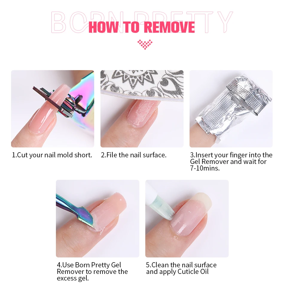 BORN PRETTY 30 ml milchig weißes Schnellverlängerungs-Nagelgel-Nagellack, rosa, transparenter Kristall, Soak Off UV Extend Acryl-Nagelgel – Detail 19