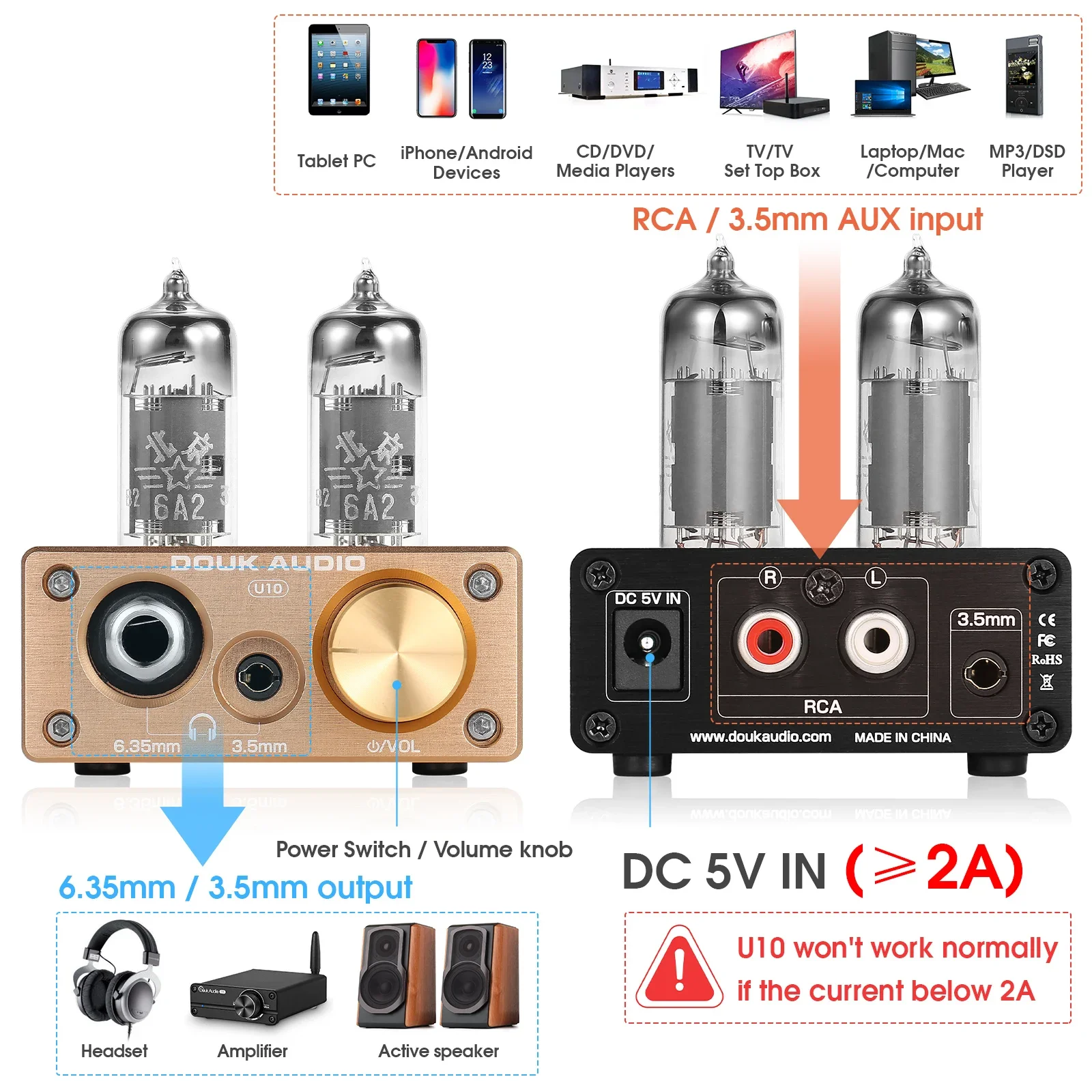 Douk Audio U10 真空管アンプ Douk Audio U10 ミニ真空管プリアンプ ステレオオーディオプリアンプ