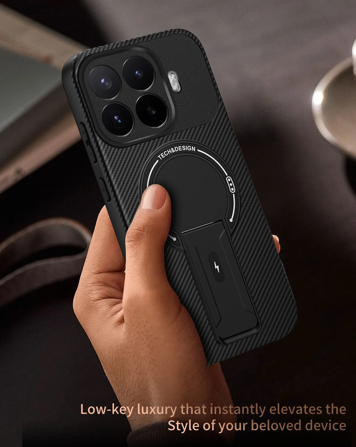 Premium Armor Carbon Fiber Magnetic Stand Case - Shockproof Cover