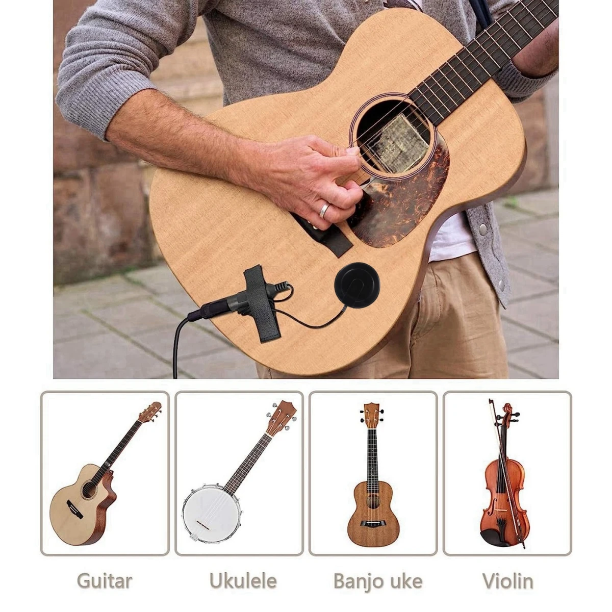 Miwayer 접촉 마이크 피에조 픽업 어쿠스틱 기타 마이크 픽업 첼로 밴조 우쿨렐레 만돌린 바이올린 기타 액세서리