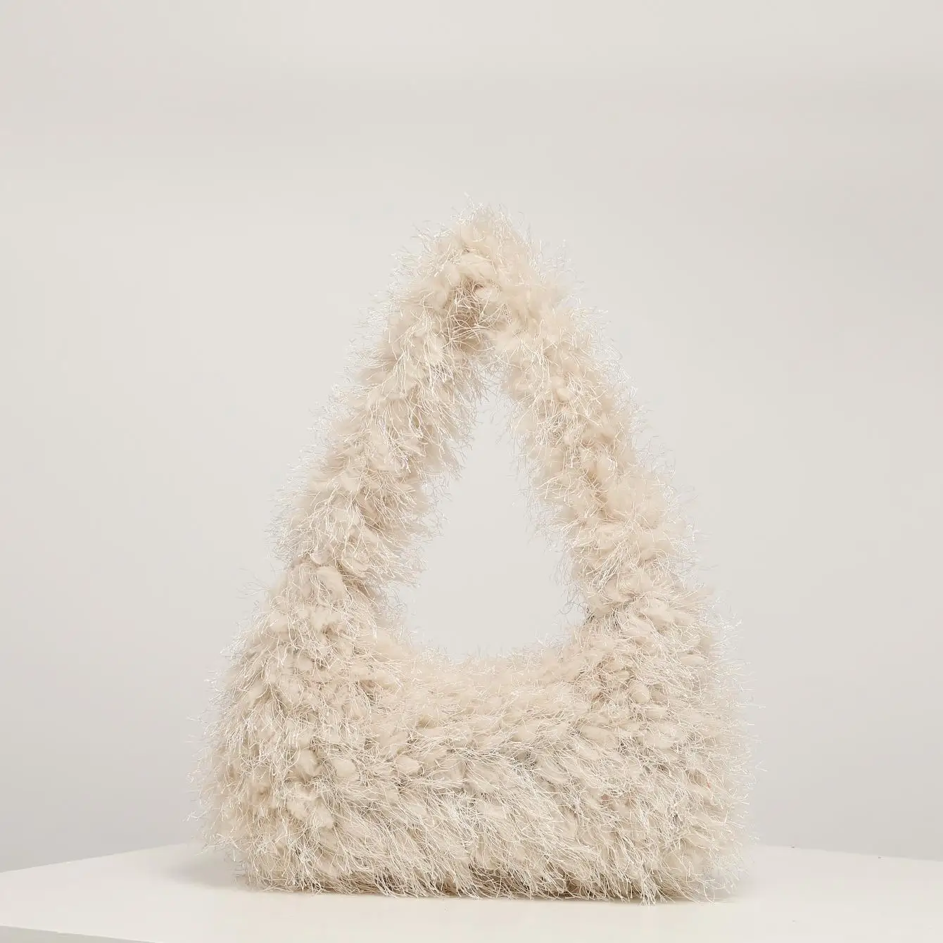 New Plush Shoulder Bag Solid Color Crescent Bag Simple All-in-one Underarm Bag Lovely Ladies Purse