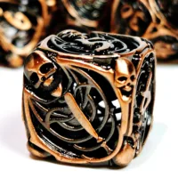 DnD Metal Dice Set - Hollow Skull Design Zinc Alloy Dice, Copper Red 7pc Polyhedral RPG Dice Set for D&D 2