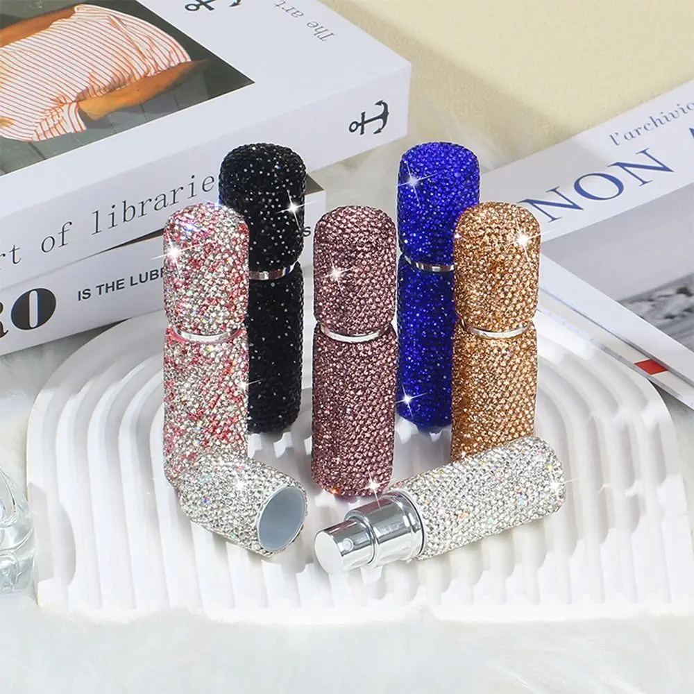 

10ml Portable Perfume Spray Bottle Refillable Sample Vials Inlaid Rhinestone Bottom-filled Perfume Dispenser Bottle Travel