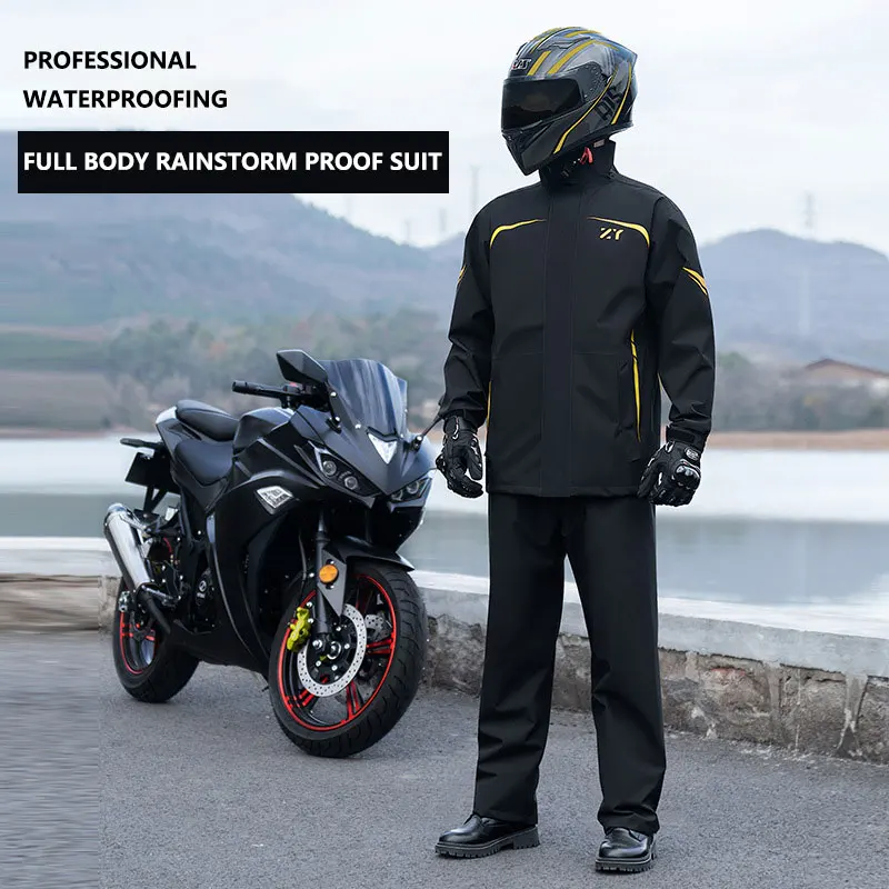 Motorcycle Spilt Raincoat Pants Jacket Waterproof Men Outdoor Hiking Camping Cycling Riding Rain Gear Rainpants Raincoat Set