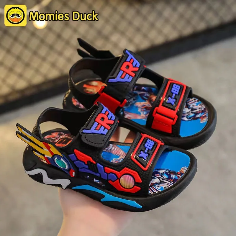 Boys Sandals 1-12 Year Old Soft Sole Anti Slip Sandals Cartoon Outwear Small and Medium Sized Children Beach 2