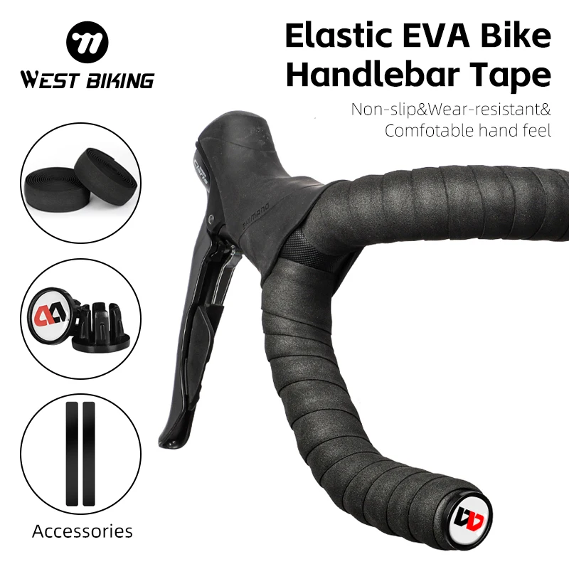 WEST BIKING Bike Handlebar Tape Elastic Anti-Slip Shock-Absorbing Breathable EVA Foam Handlebar Tape Road Bicycle Accessories