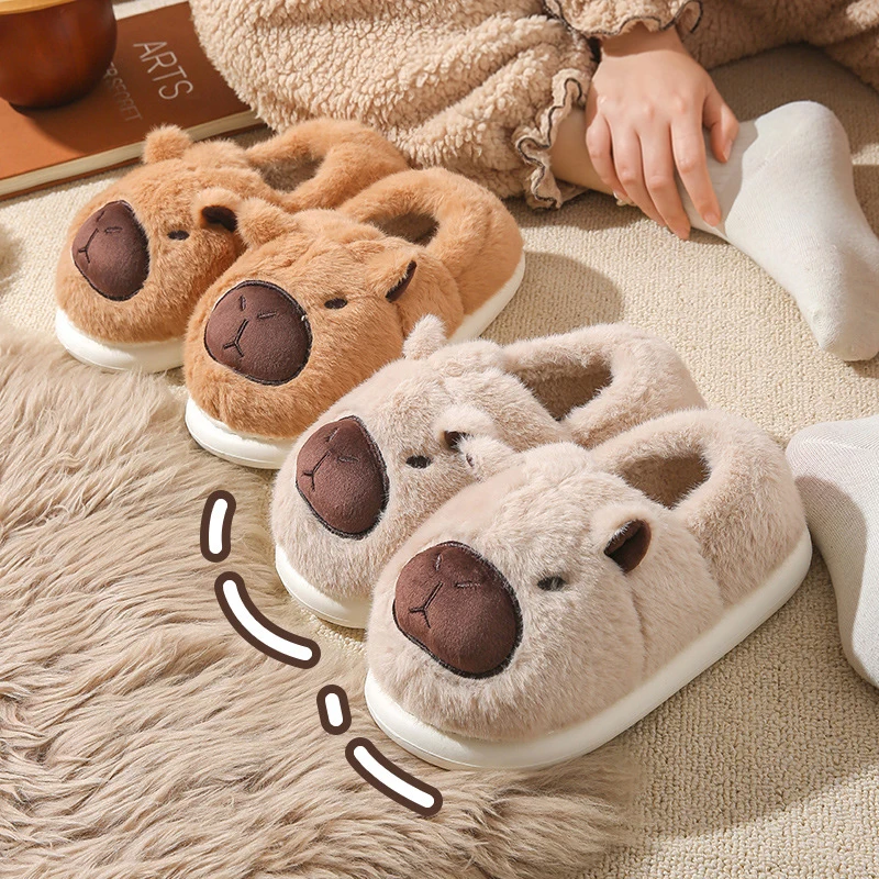 Plush Capybara Slippers Closed Toe Slippers Cute Slip-on House