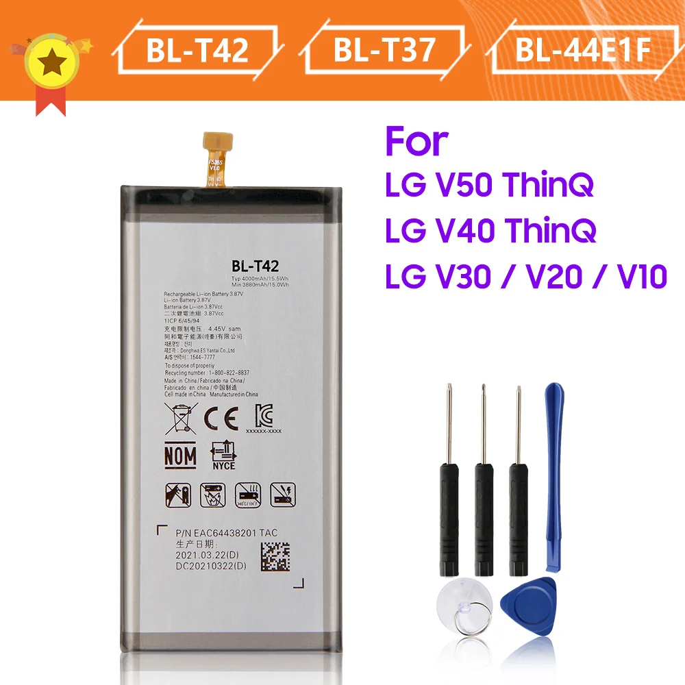 

New Phone Battery BL-T37 BL-T34 BL-T46 BL-44E1F BL-45B1F For LG V10 V20 V50 V40 ThinQ Q710 Q8 2018 V60 Q815L V30 H930 LS998