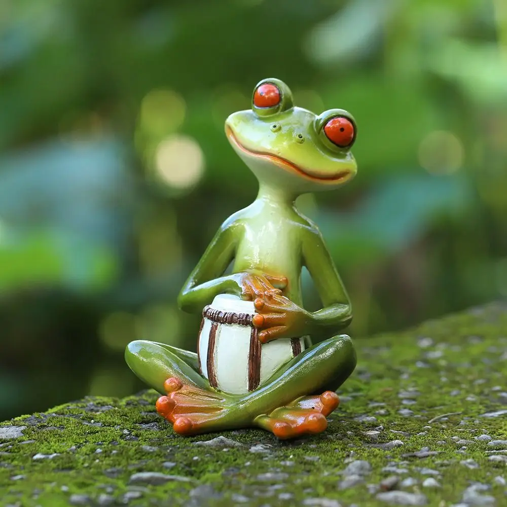 Crafts Resin Frog Statue Creative Cute Animal Sculpture Handicraft Simulated Miniatures Figurine Office