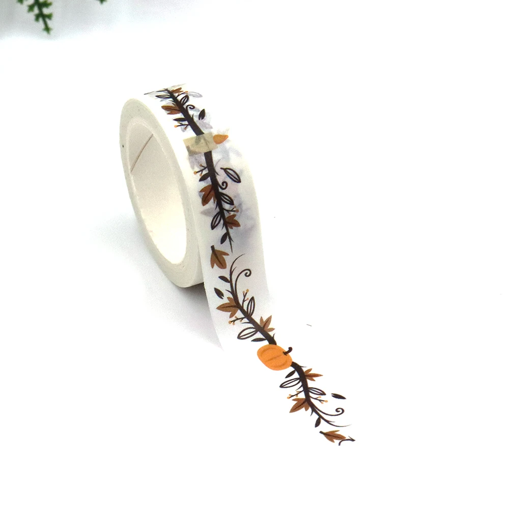 Washi Tape Masking Tape Adhesive Tapes Adhesive Tape 1PC 15mm x 10m Halloween Floral Ghosts Seamless Pattern Wildflowers Masking Adhesive Washi Tape Stationery Office Supplies