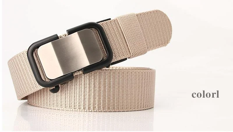 New Nylon Belt with Toothless Automatic Buckle for Men's Casual Versatile Belt, Unisex and Youth Fashion Style_voghion.com