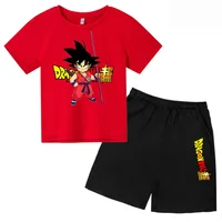 Dragon Ball T-Shirt 2pcs Set Pirate King Boys Girls Teenager Summer Short Sleeve Children Casual Tops Tee Shirt Set Kid Clothes 1
