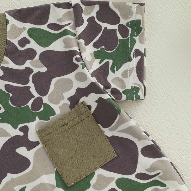 Baby Summer Clothing Newborn Infant Baby Boys Romper Casual Short Sleeve Round Neck Loose Fit Camouflage Jumpsuit Outfits 0-18M