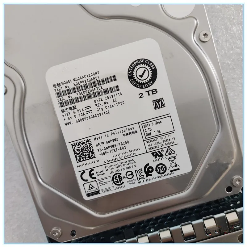 

0NPVM6 NPVM6 2T SATA 3,5 '7,2 K 6 ГБ, серверы MG04ACA200NY, жесткий диск hdd