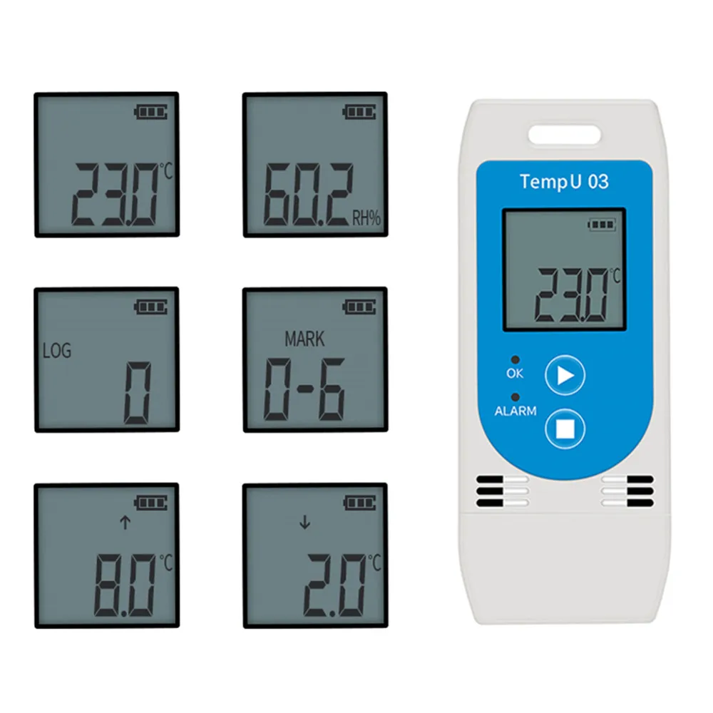 USB-Temperatur-Datenlogger-Thermometer, automatischer Export zu CVS und PDF, 32.000 Punkte Kapazität, Datenrekorder für den Kaltkettentransport im Labor – Detail 1