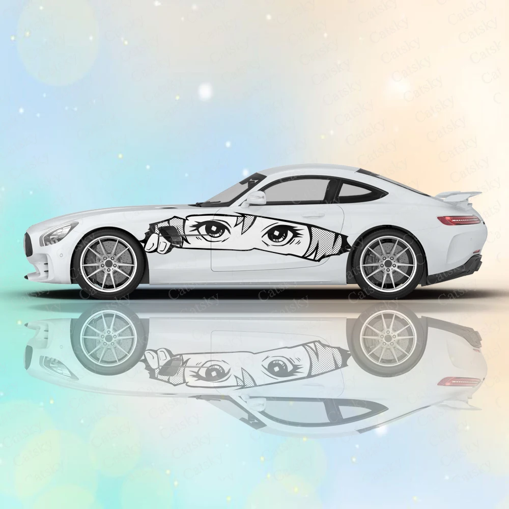 

Manga Eyes Looking Anime Car Body Stickers Anime Itasha Vinyl Car Side Decal Sticker Car Sticker Automotive Decor Film