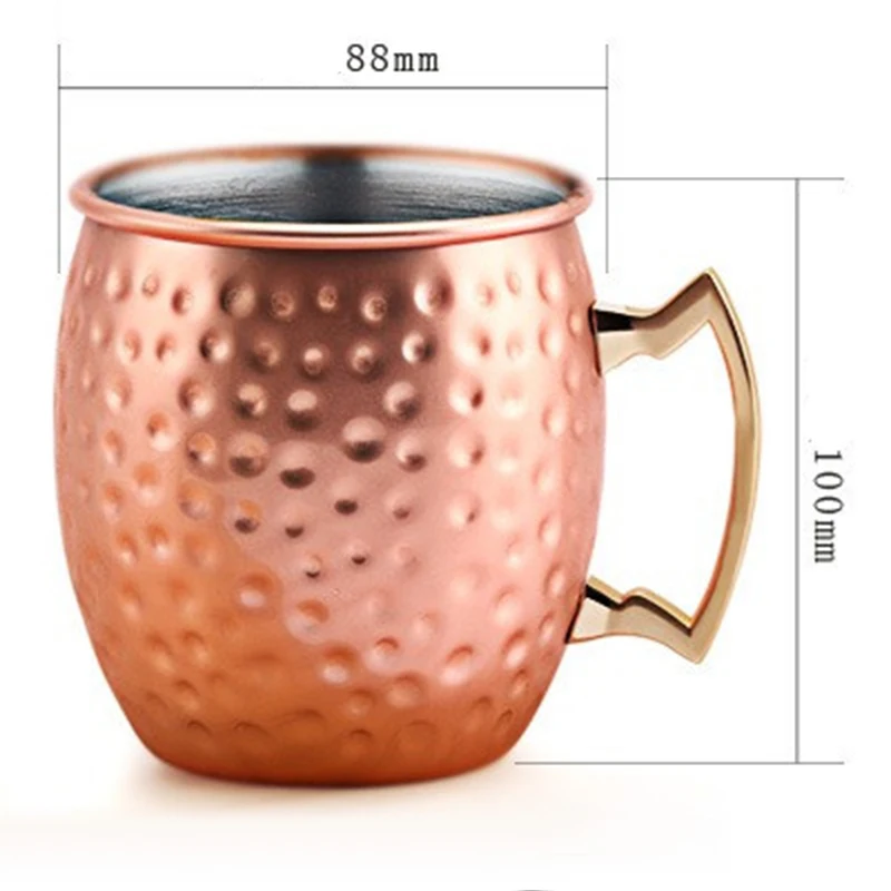Moscow Mule Copper Mugs Metal Beer Cup Stainless Steel Copper Goblet Cocktai Wine Coffee Cup Champagne Party Bar Drinkware Tools