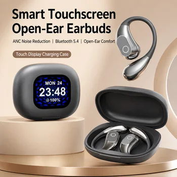 Cuffie Open-Ear Bluetooth 5.4 con Custodia Touchscreen, Riduzione del Rumore ANC ENC, Audio Hi-Fi Stereo, Lunga Durata della Batteria