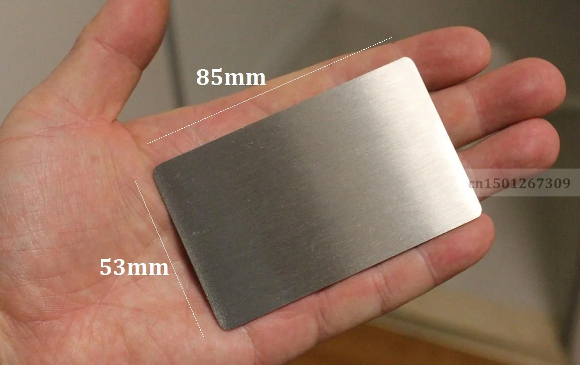 Business Cards Thick 2mm Stainless Steel Business Card Heavy Duty Metal Plate Size 85*53mm Double Sided Matte Finish