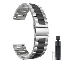 Elegant 22mm Stainless Steel Watch Band - Universal Fit for OPPO Watch 4 Pro (SZ - Silver black)