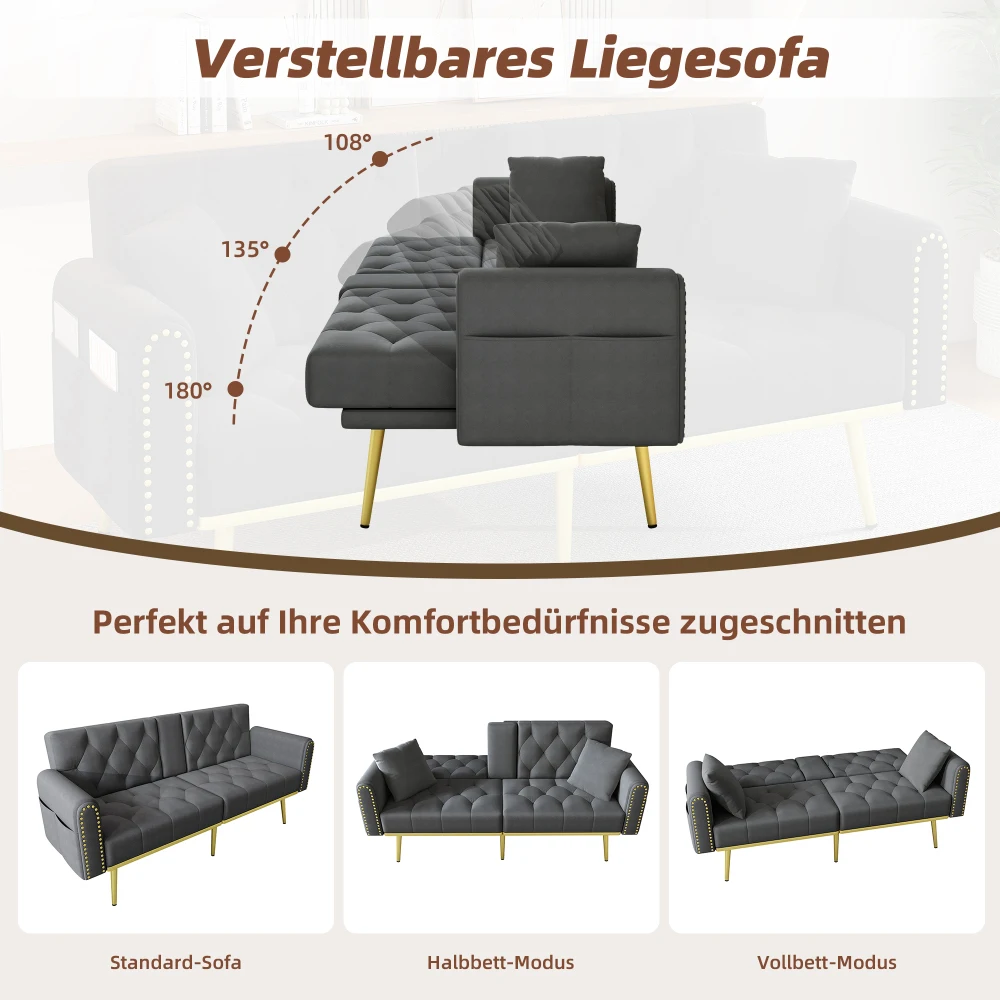 Doppelklappbares Schlafsofa mit 3-Gang-Rücklehne und Getränkehaltern – ideal für Wohnzimmer, Schlafzimmer, Heimkino – Detail 13