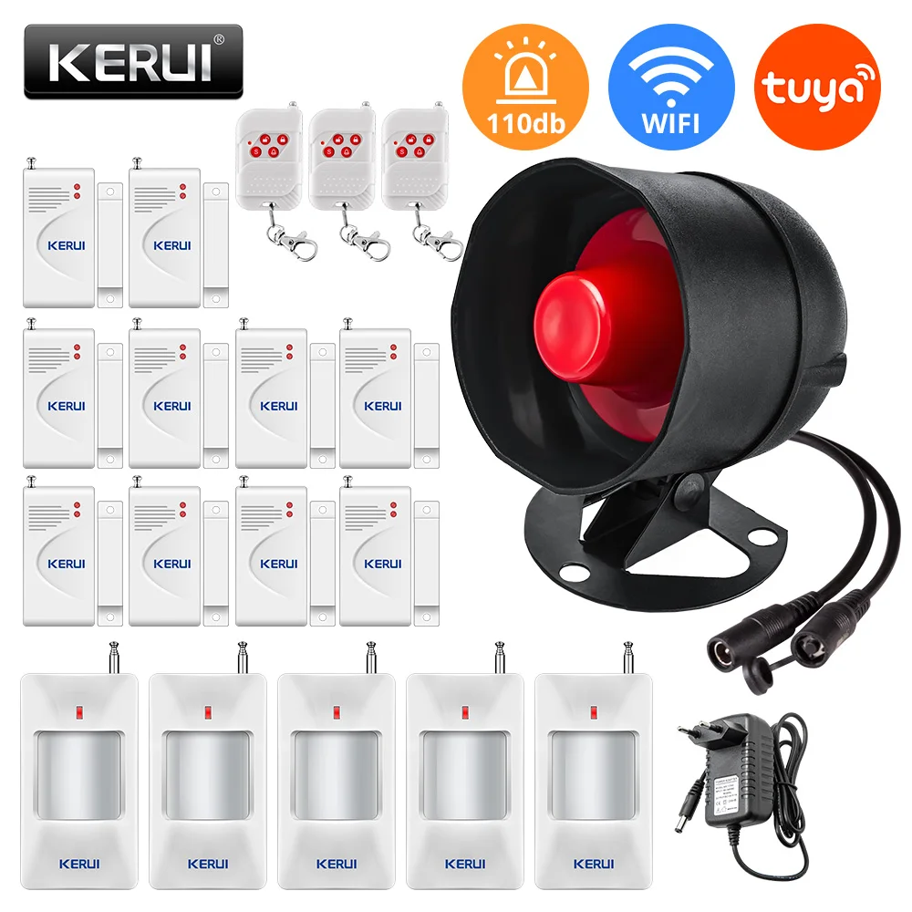 Smart Wifi Security Alarm System Kit with Loud Indoor/Outdoor Siren and Motion Door Sensor