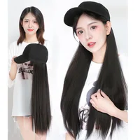 1Pcs Long Straight Hat Wig Natural Brown Wigs Connect Synthetic Synthetic Baseball Cap Hair Wig Hat Wig Adjustable for Women 2