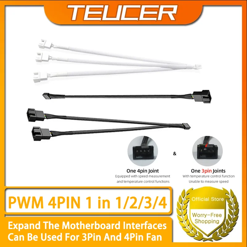 Pwm Fan Expansion Cable TEUCER PWM Fan Expansion Cable Computer Motherboard Interface Distributor 1To 1/2/3/4 Splitter Is Suitable For 3Pin And 4Pin