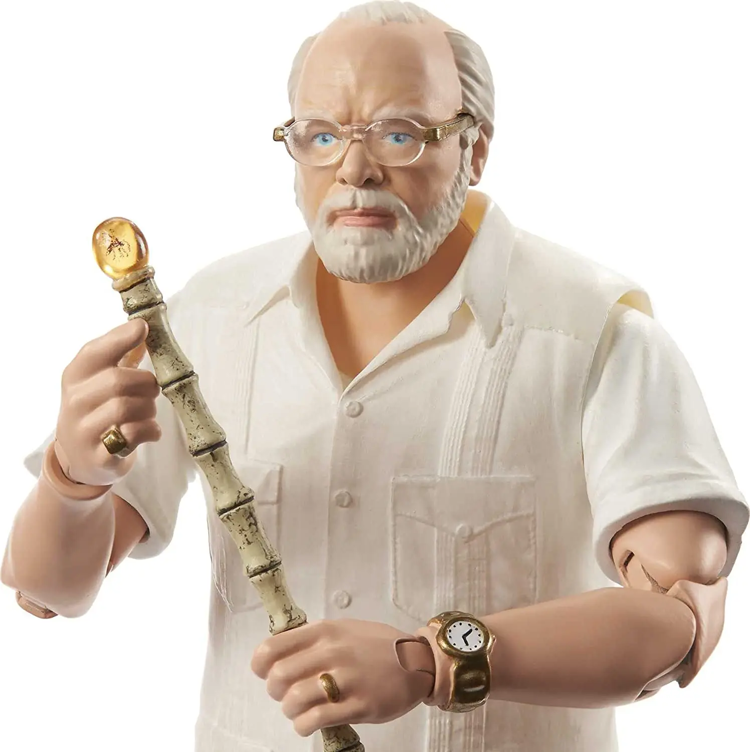 Mattel Jurassic World Toys Amber Collection Ray Arnold Figurine d'action de 15,2 cm avec bras amovible inspiré du film, casque et accessoire d'ordinateur, cadeau de collection pour enfants de 8 ans et