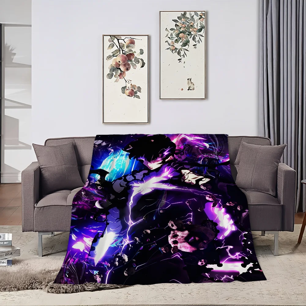 Anime Sung Jinwoo Blanket Plush Nap Sofa rug for Living S-Solo L-Leveling Room Office Bedroom Birthday Home Travel Kid Gifts 4