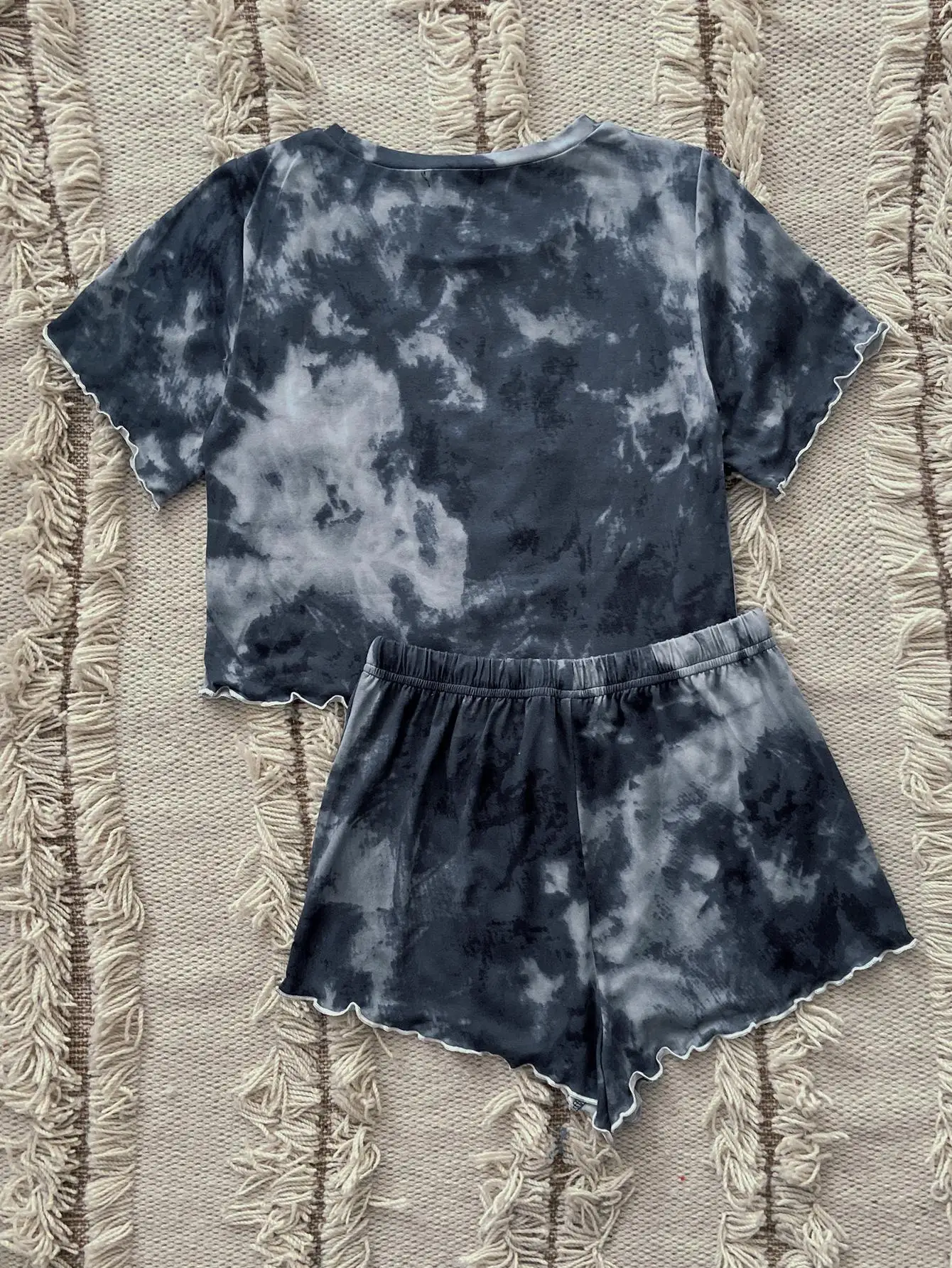 Women's Home Wear Summer Thin Tie Dye Short Sleeved Shorts Two-piece Pajama Women