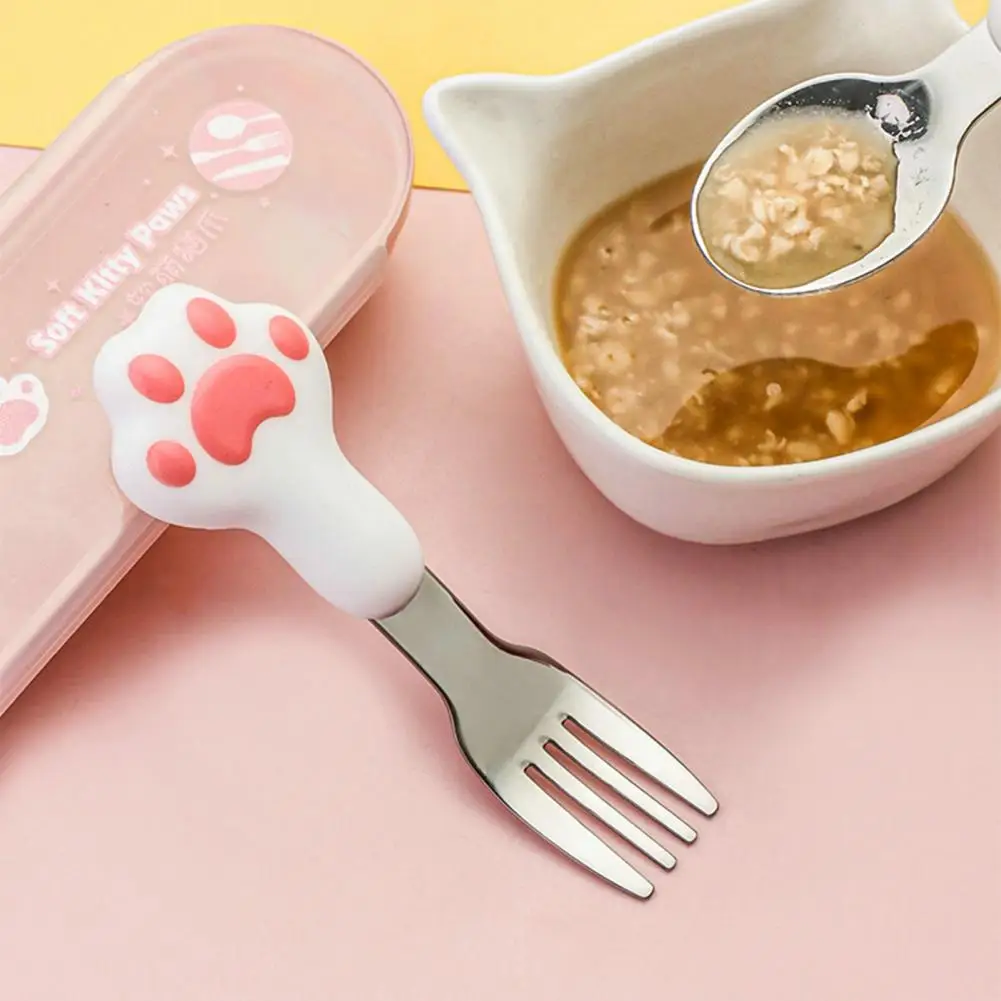 Cartoon Spoon Cute Cat Paw Design Mini Spoon/Fork Mini Dessert Feeding Spoon Baby Cartoon Cutlery Baby Tableware Daily Use