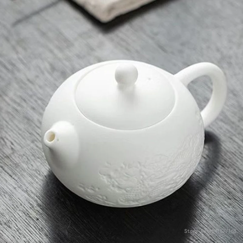Chinese High Grade Porcelain Teapots, Sheep Fat Jade White Porcelain, Kung Fu Ceramic Household, Handmade, 220ml Single Pot, New