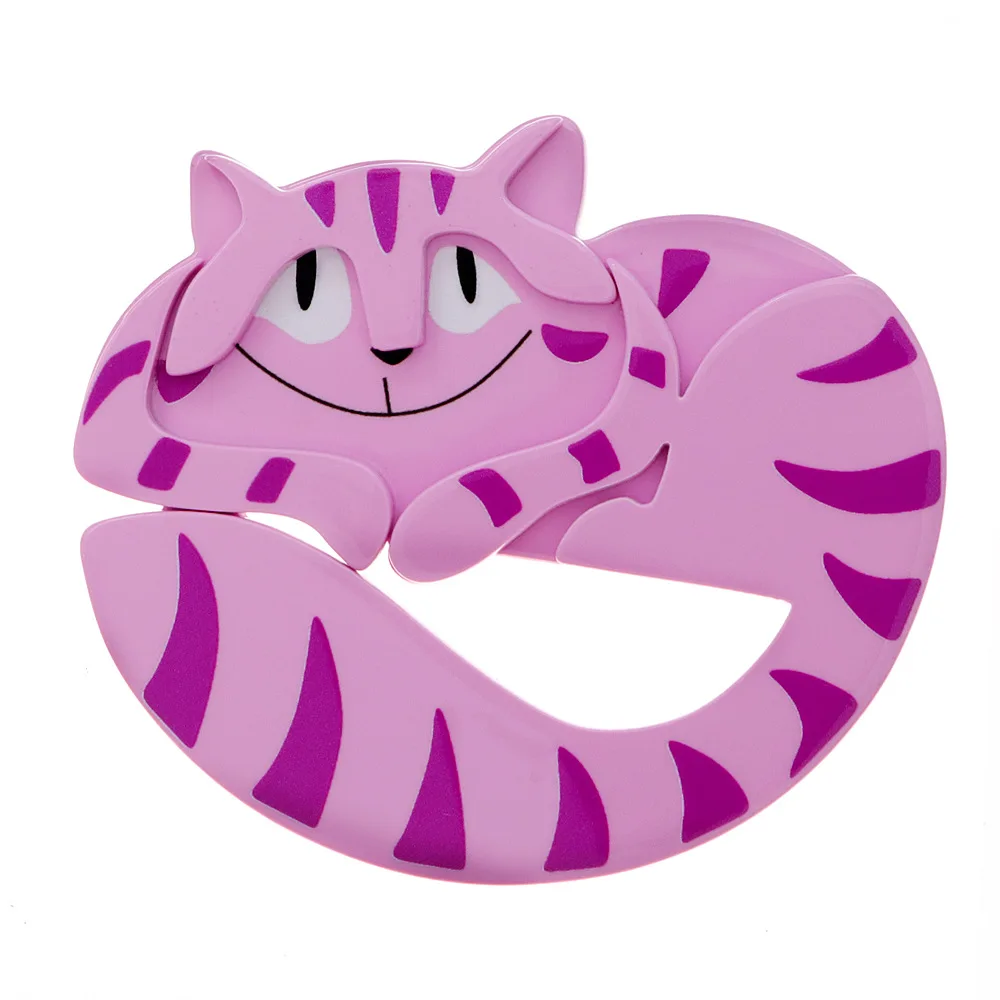 Handmade Purple Acrylic Smiling Cat Brooches for Women Unisex Lovely Pets Animal Party Office Brooch Pin Jewelry Gifts