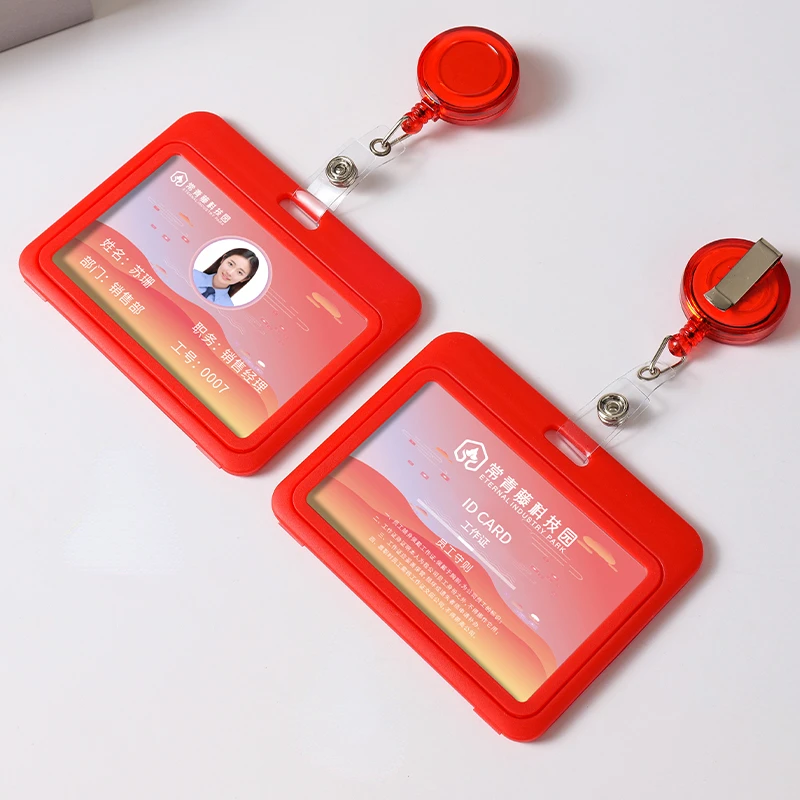 Retractable Badge Reel Plastic Chest ID Tag Staff Work Pass Card Cover Sleeve Clip Badge Reel Office Employees Name Badges Holder Protector Case retractable badge reel badge holder retractable id tag