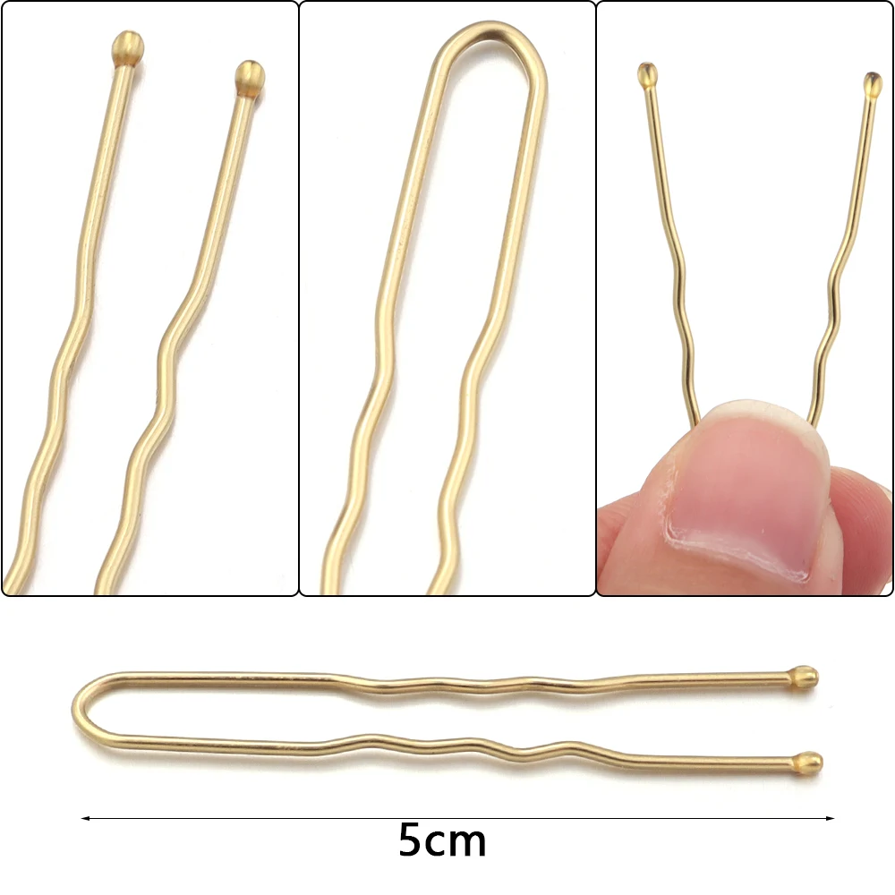 Lot de 50 pinces à cheveux droites de 50 mm en forme de U, épingles à cheveux pour femmes, accessoires de coiffure pour cheveux bouclés et ondulés_voghion.com