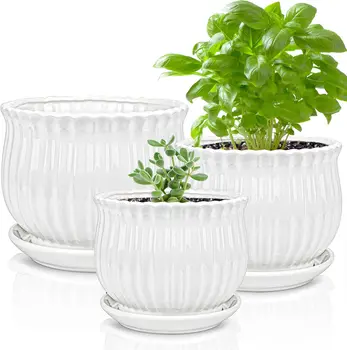 White Ceramic Planter Set 1