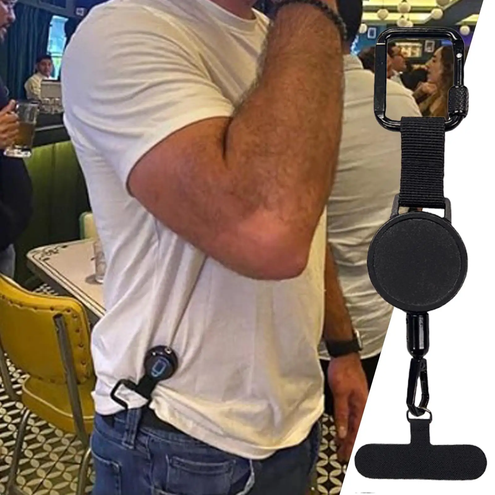 Retractable Anti-Theft Phone Holder Smartphone Safety Lanyard Stra with Carabiner Anti-Drop Harness for Hiking Cycling Climbing