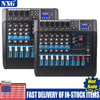 Factory Direct NXG Professional Power Amplifier Mixer 4/6 Channel 350W+350W/450W+450W 16DSP Reverberation Bluetooth Wireless USB Playback 48V Phantom Power Audio Mixing Console For Stage Karaoke Live Show 1