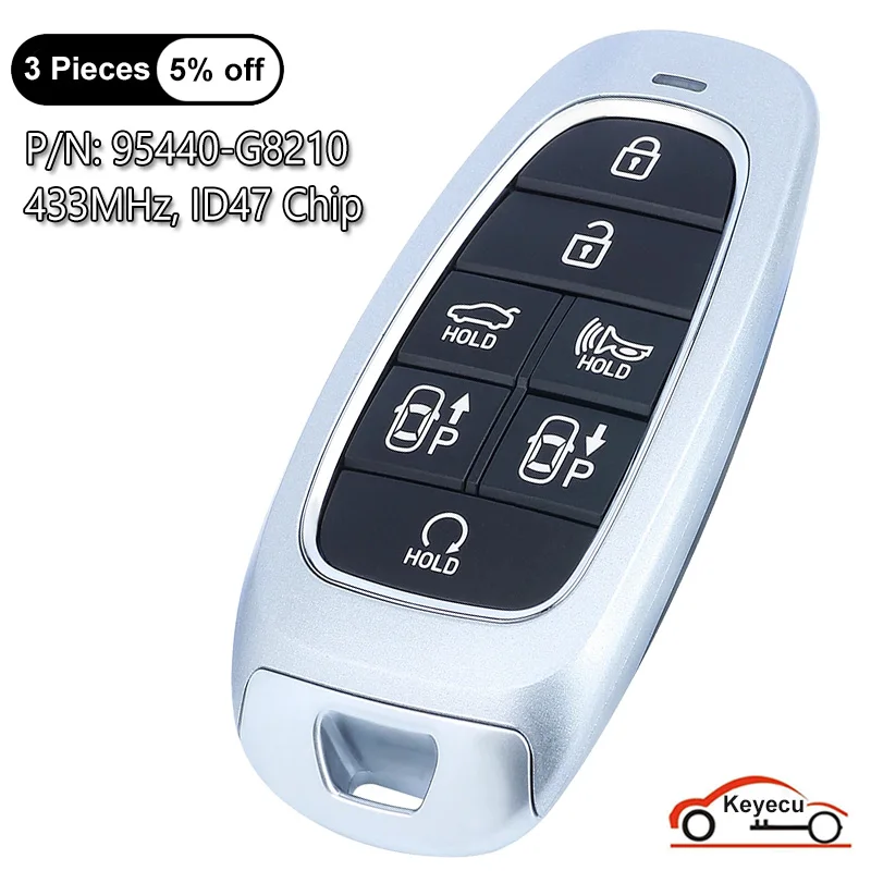 

KEYECU 7 Buttons 433MHz ID47 Chip for Hyundai Grandeur 2020 2021 2022 2023 Auto Smart Remote Control Key Fob P/N: 95440-G8210