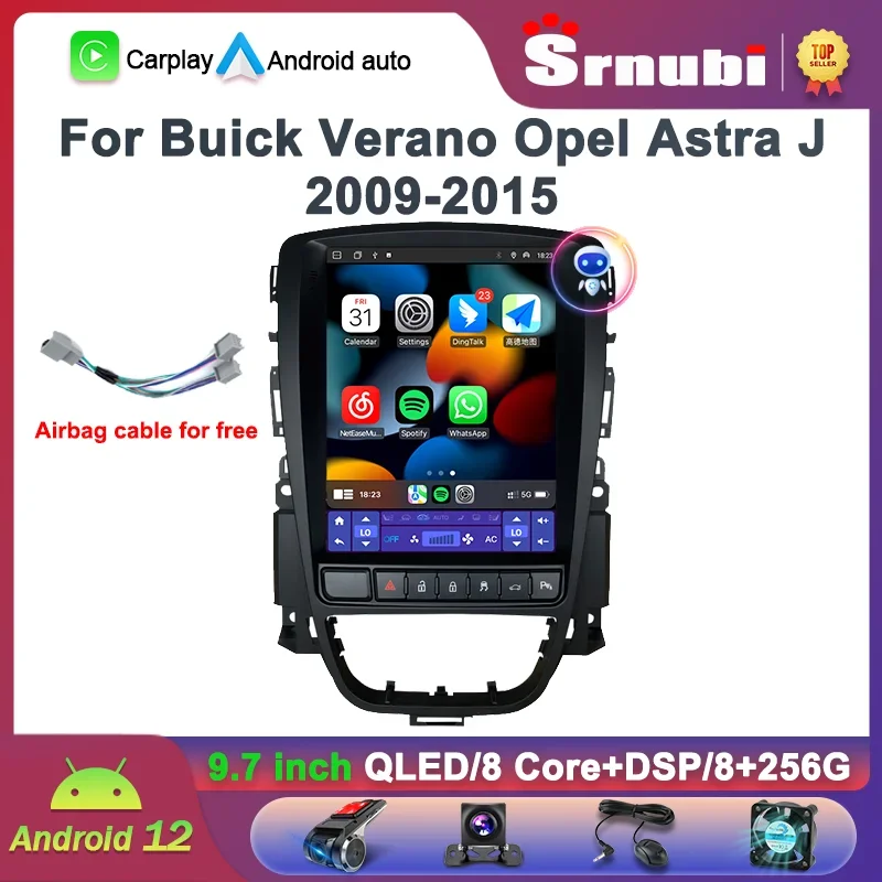 Srnubi Android 12.0 auto rádio pro Opel astra J vauxhall buick verano 2009-2015 multimediální video 2din 4G Carplay 9.7