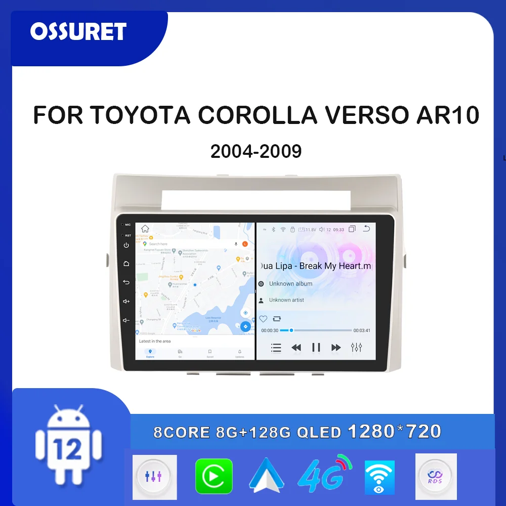 

2din Android Car radio for Toyota Corolla Verso AR10 2004-2007 2008 2009 Multimedia Video player 7862 8core Autoradio 4G Carplay