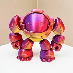 Charming 3D Printed Teddy Bear Robot Statue - Perfect for Home and Office Decor, Party & Christmas Gifts (Golden Red Purple)