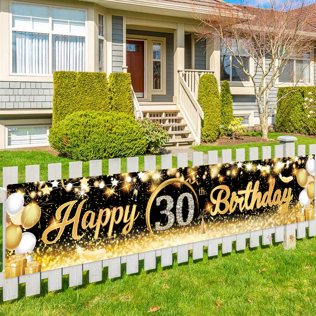 Birthday Banner Balloon Flag Adult 30th 40th 50th 60th Birthday Party Decoration Supplies Bunting Anniversary
