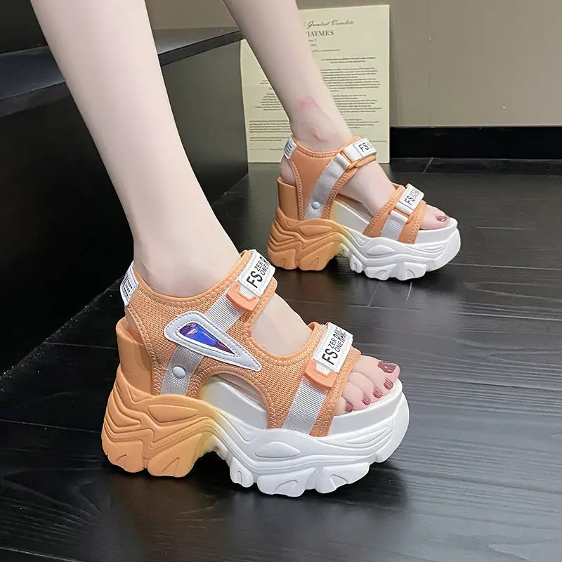 

Fashion Summer Women Platform Sandals Wedges Thick Bottom Casual Mesh Shoes Woman 10.5CM High Heels Comfortable Sandals Sneakers