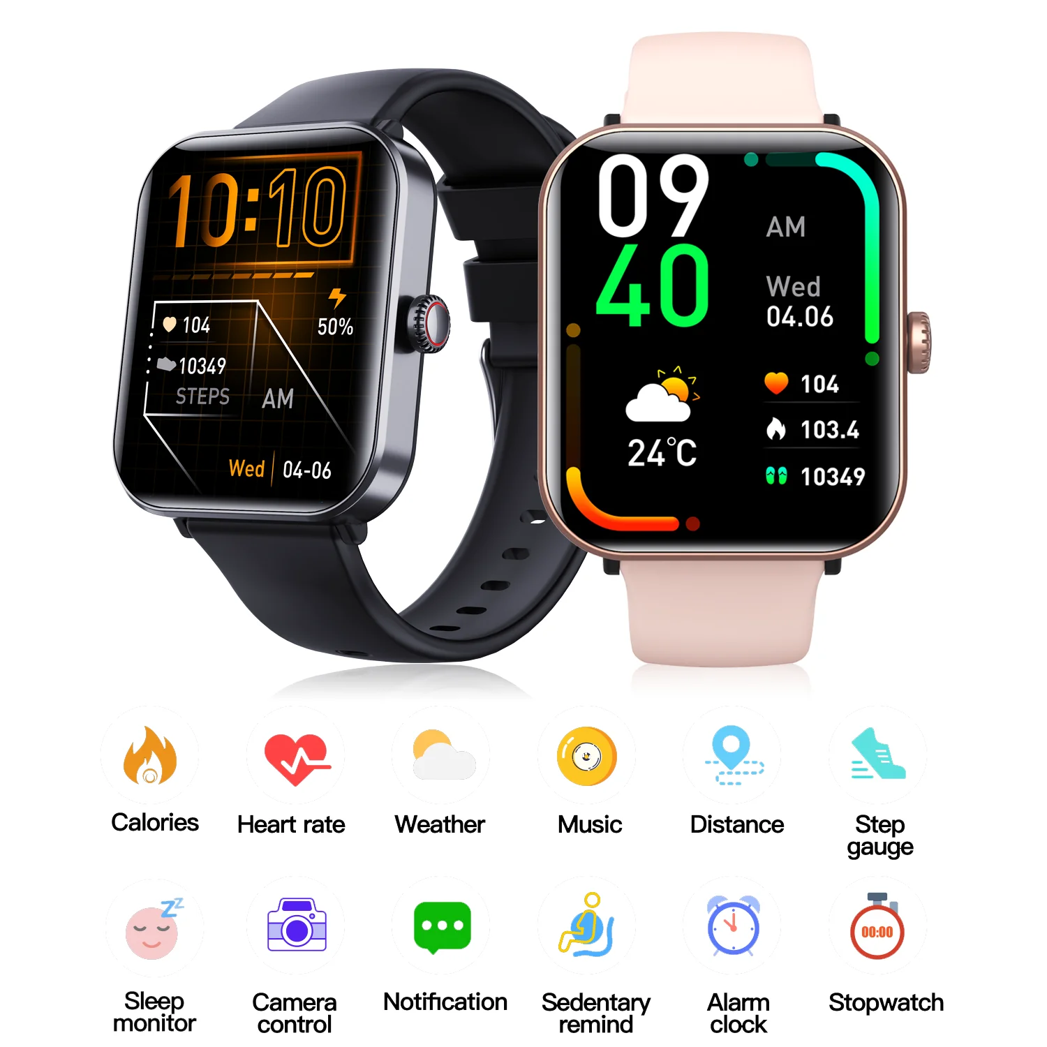 Smart Watch F57Pro Basic Function Multi-Sport Mode Supports Mobile Phone Call Reminder Fitness Monitoring New Color Screen Full Touch Men's and Women's Smart Watch Non-Invasive Blood Glucose Detection, Supports Accurate Calibration, Red Light Blood Oxygen, Automatic Detection of Heart Rate Abnormal Reminder Function at Night - Image 2