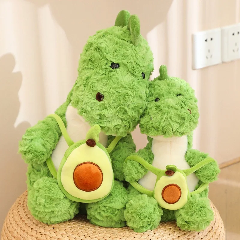 

1PC 23CM Kawaii Green Dinosaur Plush Toy Cute Soft Dino Dolls with Avocado Backpack Stuffed Animal Pillow for Baby Kids Gifts