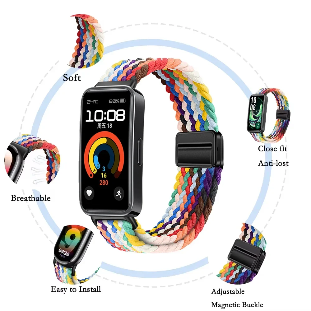 Magnetic Buckle Nylon Braided Loop Strap - Breathable & Comfortable Wristband
