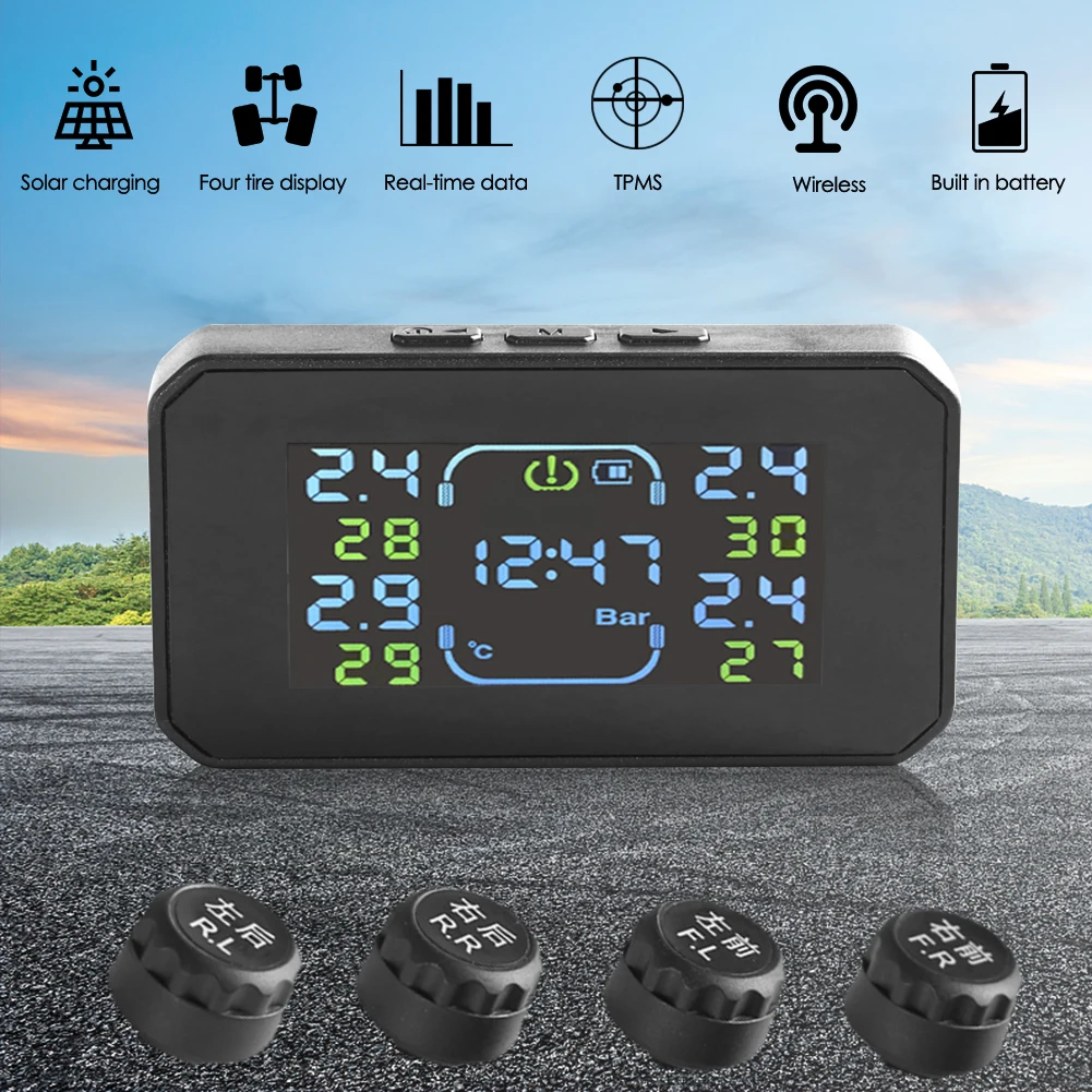 TPMS External Sensor Van Monitoring System Easily Installation S04 Solar Truck Trailer Tire Pressure Personal Car Elements