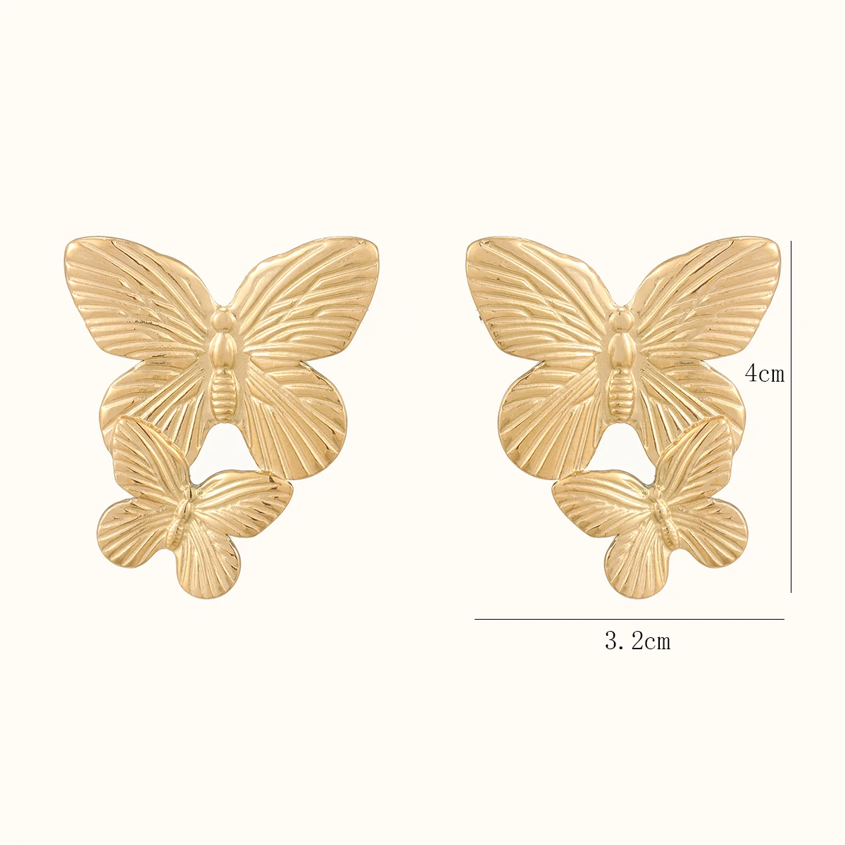 Mode Frauen Vergoldet Textur Edelstahl Tropfen Aussage Ohrringe Aretes Acero De Inoxidable Mujer – Detail 2